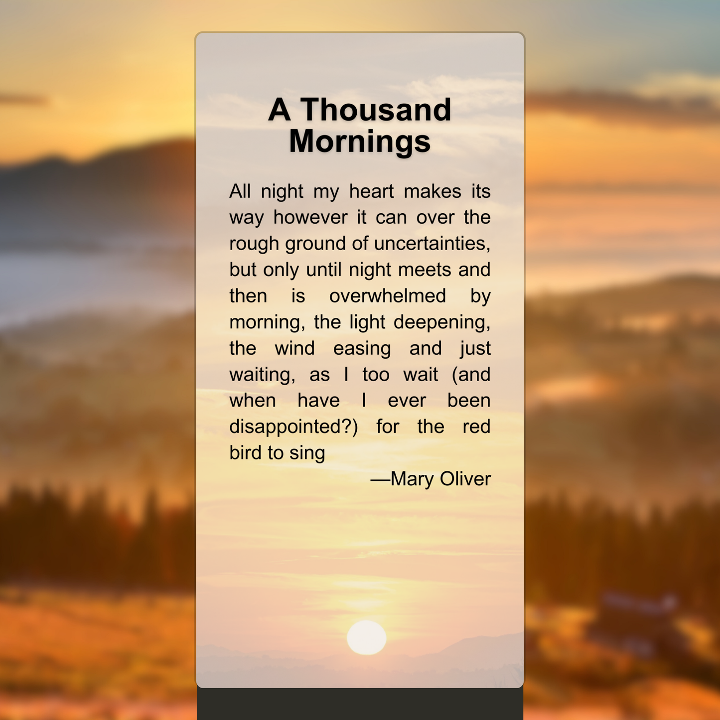 A Thousand Mornings