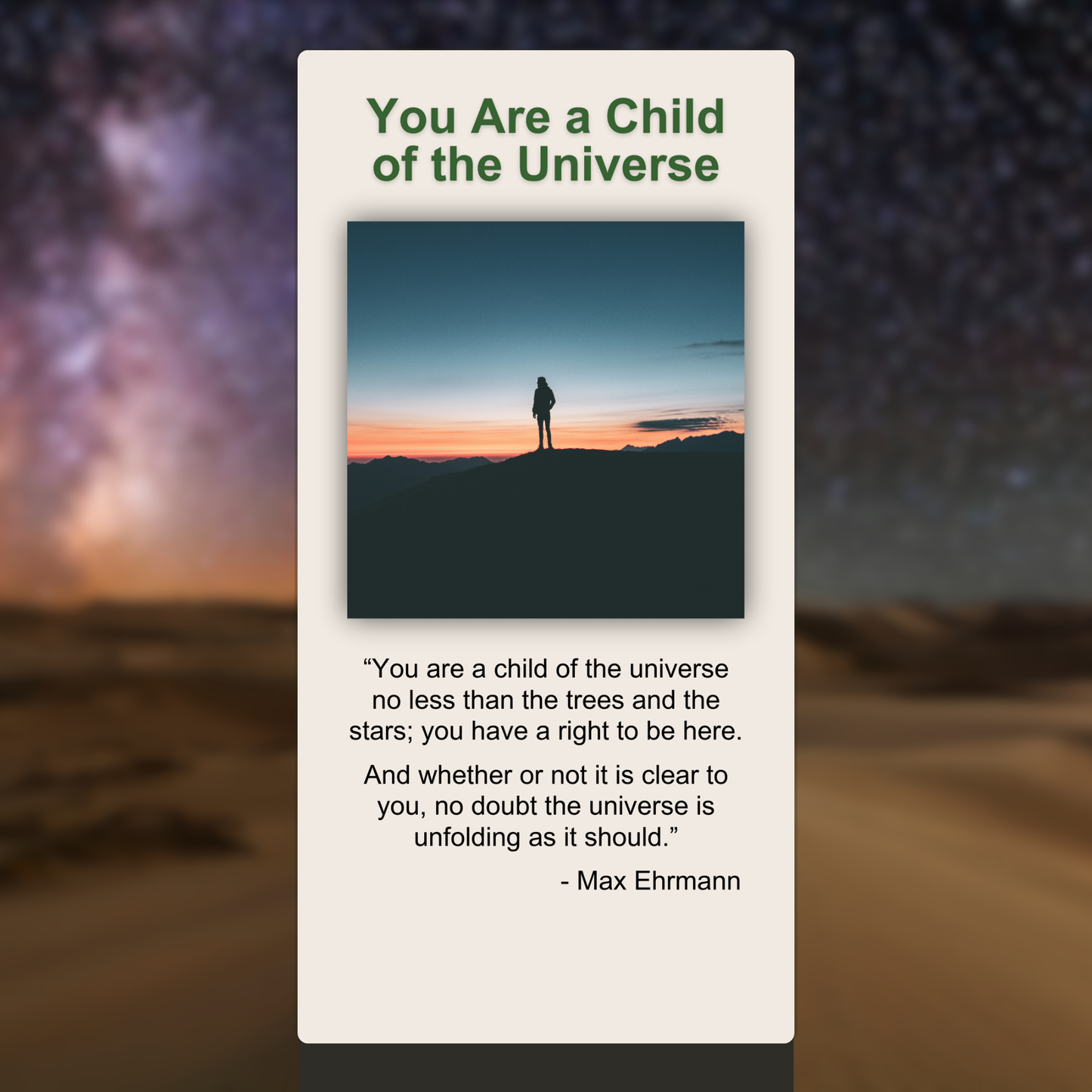 You Are a Child of the Universe
